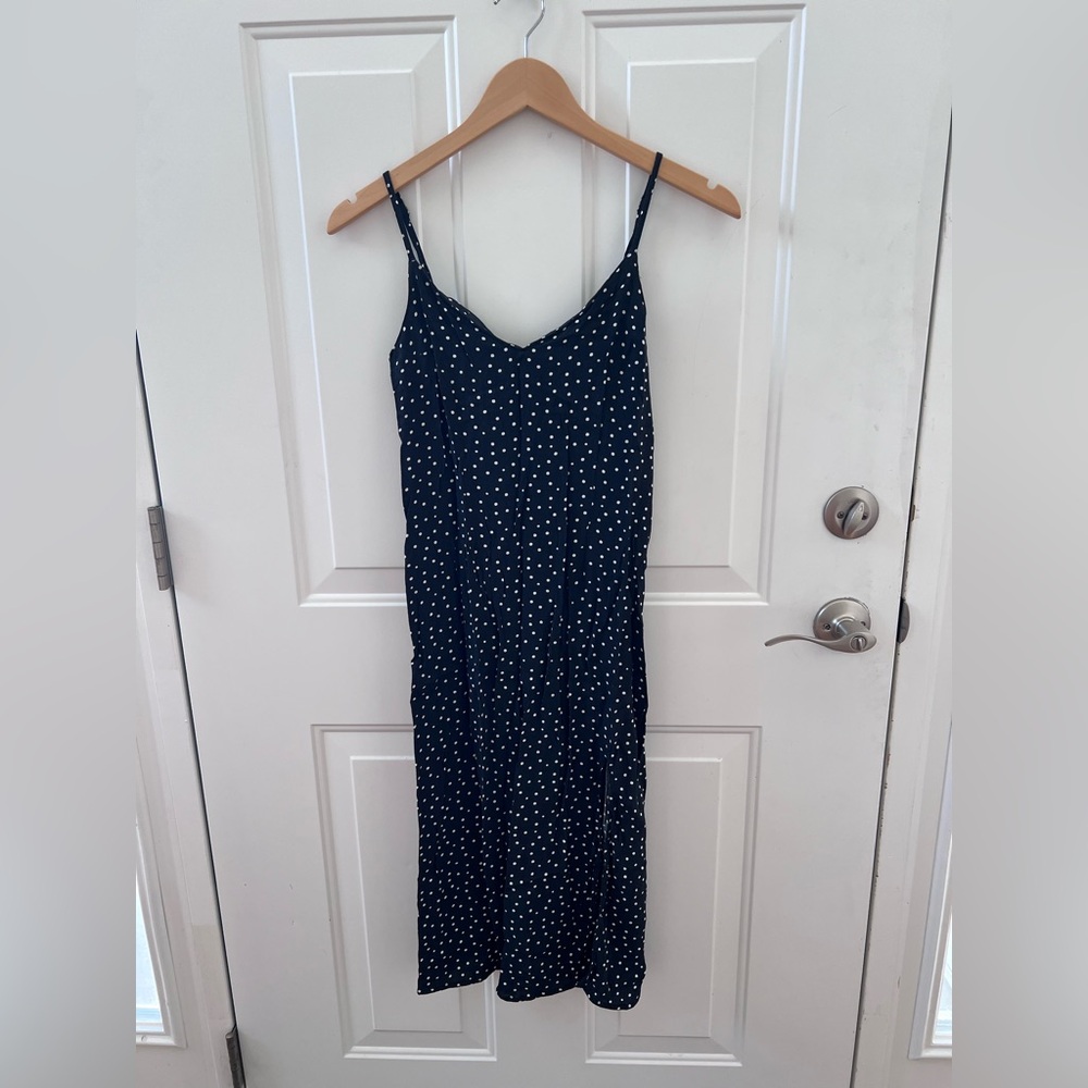 Abercrombie & Fitch Black and White Polka Dot Midi Dress